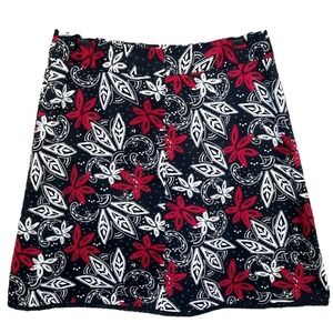 Biyaycda Skirt Womens XL Black Red White Floral A Line Boho Stretch Print Casual